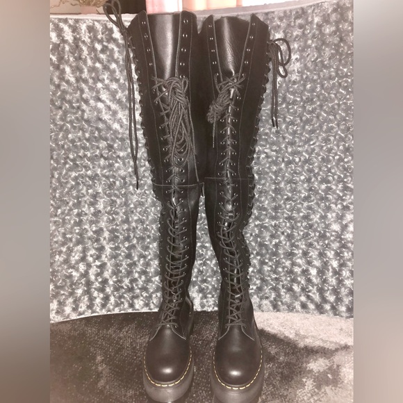 NIB Dr. Martens Rare Azreya Leather28-Eye Platform OTK Lace Up Boots US 8 UK 6 - Picture 10 of 16